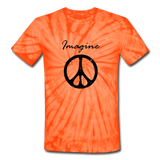 IMAGINE PEACE Unisex Tie Dye T-Shirt, Peace Sign - spider orange