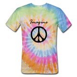 IMAGINE PEACE Unisex Tie Dye T-Shirt, Peace Sign - rainbow