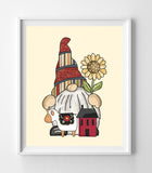 SUNFLOWER GARDEN GNOME 8x10 Wall Decor Print, Instant Download