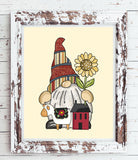 SUNFLOWER GARDEN GNOME 8x10 Wall Decor Print, Instant Download