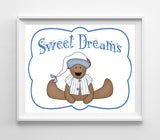 SWEET DREAMS Teddy Bear Print for Baby's or Child's Room Nursery Decor Boy or Girl INSTANT DOWNLOAD - J & S Graphics