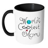 WORLD'S COOLEST MOM Color Accent Coffee Mug - J & S Graphics