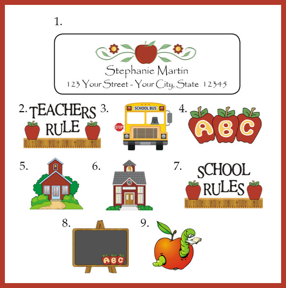 Personalized SCHOOL and TEACHER Design Return ADDRESS Labels - J & S Graphics