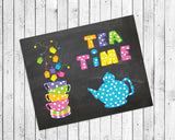 TEA TIME 8x10 Kitchen Wall Art Decor PRINT - J & S Graphics