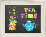 TEA TIME 8x10 Kitchen Wall Art Decor PRINT - J & S Graphics