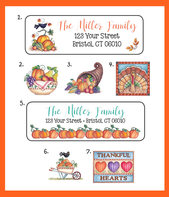 Personalized FALL AUTUMN, FALL Thanksgiving Return Address LABELS