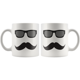 Dark SUNGLASSES and MUSTACHE Design Coffee Mug - J & S Graphics