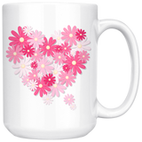 PINK DAISIES Design COFFEE MUG 11oz or 15oz, heart flowers