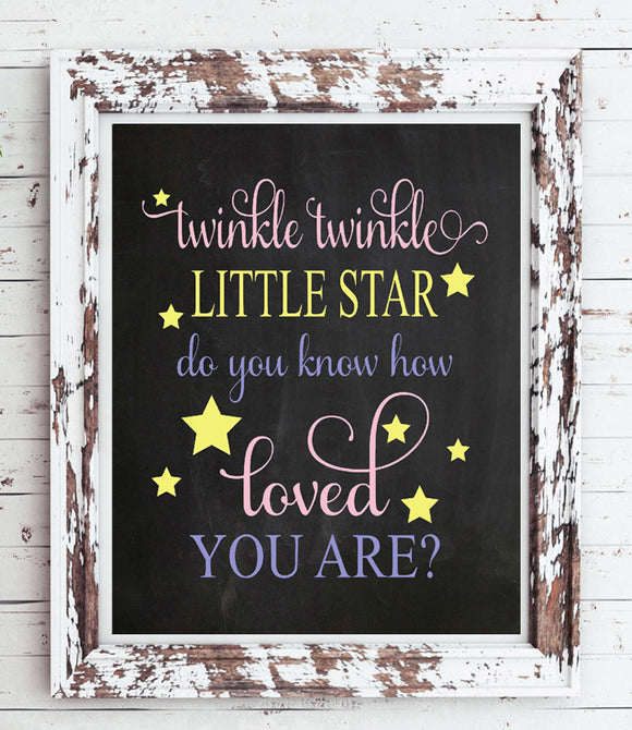 TWINKLE TWINKLE LITTLE STAR INSTANT DOWNLOAD Wall Decor Art Print Nursery Decor - J & S Graphics