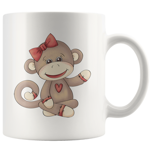 GIRL SOCK MONKEY 11oz Coffee Mug - J & S Graphics