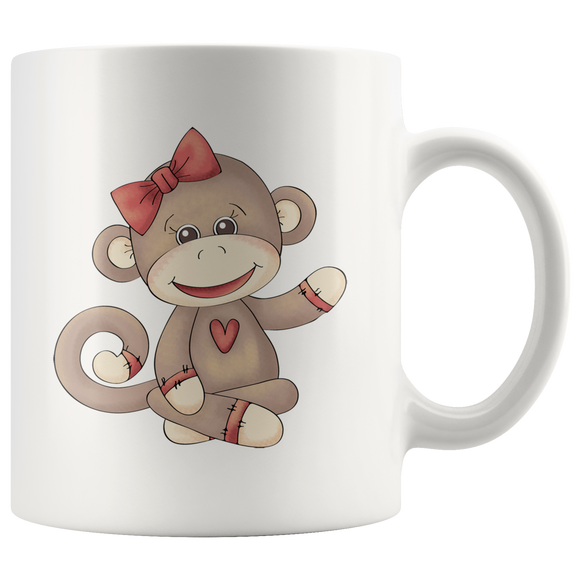 GIRL SOCK MONKEY 11oz Coffee Mug - J & S Graphics