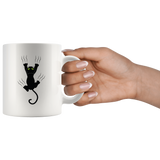 CAT HANGING ON with CLAWS 11oz COFFEE MUG - J & S Graphics