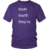 THEIR, THERE and THEY'RE Grammar Unisex T-Shirt - J & S Graphics