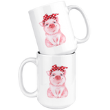 Piggy wearing a Red Bandana 11oz or 15oz Coffee Mug