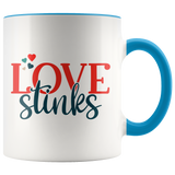 LOVE STINKS 11 oz White Color Accent Coffee Mug - J & S Graphics