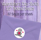 SLOTH LOVE Address Labels and Matching Seals, Sets of 30, Personalized, Valentine's Day - J & S Graphics