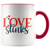 LOVE STINKS 11 oz White Color Accent Coffee Mug - J & S Graphics