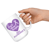 END ALZHEIMER'S Love Never Forgets purple ribbon 11oz or 15oz COFFEE MUG