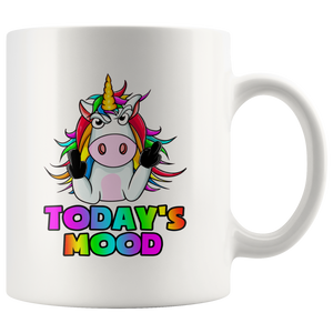 Today's Mood: Unicorn Giving Middle Finger COFFEE MUG 11oz or 15oz