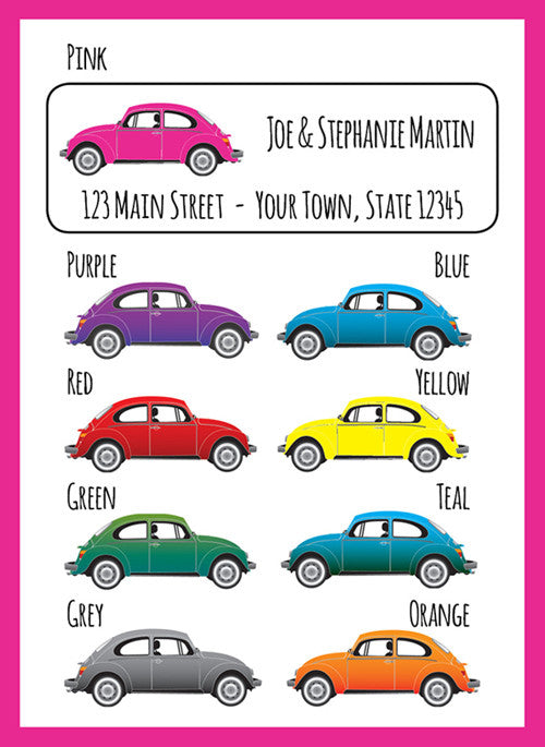 Personalized VW Bug Style Car Personalized Return ADDRESS Labels - J & S Graphics