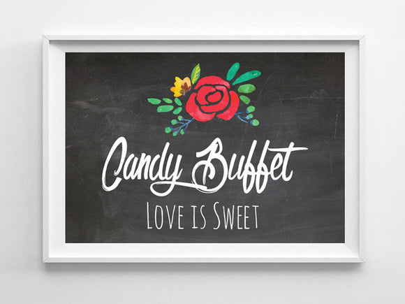 Rustic Look CANDY BUFFET 8x10 Wedding or Shower Decor Print - J & S Graphics