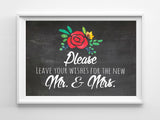 Rustic Look WISHES for the new MR & MRS 8x10 Wedding or Shower Decor Print - J & S Graphics