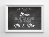 Rustic Look WISHES for the new MR & MRS 8x10 Wedding or Shower Decor Print - J & S Graphics