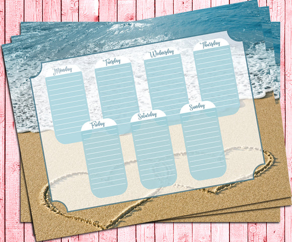 Weekly To Do List PLANNER Page, BEACH Ocean Design, Instant Download Digital File - J & S Graphics