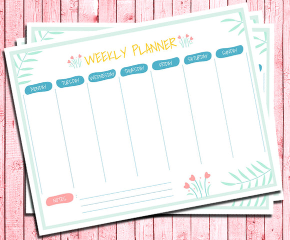 Weekly To Do List PLANNER Page, TULIPS Design, Instant Download Digital File - J & S Graphics
