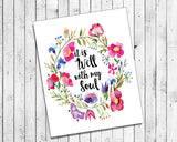 It is Well with My Soul Floral Design 8x10 Wall Art Decor INSTANT DOWNLOAD - J & S Graphics