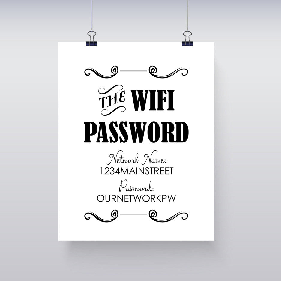 WIFI Password Instant Download 8x10 Business Sign - EDITABLE for Wifi Password Sign Printable Free