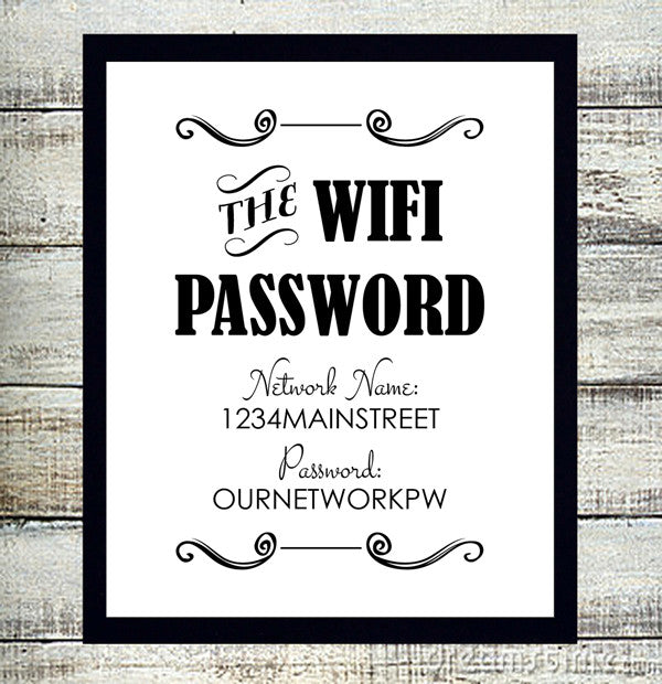 WIFI Password Instant Download 8x10 Business Sign - EDITABLE wifi-password-instant-download-8x10-business-sign-editable