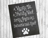 A Wagging Tail, a Friendly Woof 8x10 Wall Decor Faux Chalkboard Print - J & S Graphics