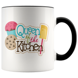 QUEEN OF THE KITCHEN 11oz Color Accent White Coffee Mug - J & S Graphics