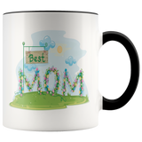 BEST MOM 11 oz White Color Accent Coffee Mug - J & S Graphics