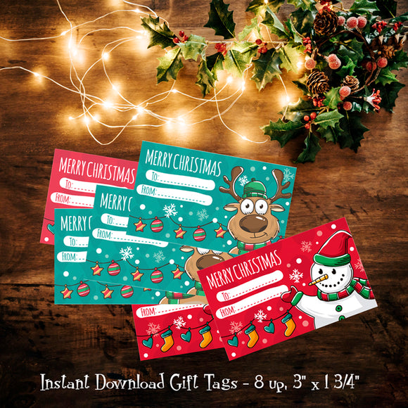 CHRISTMAS GIFT TAGS / LABELS, Digital Printable, Fill in the Blanks, Holiday Special Instant Download - J & S Graphics