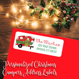 Personalized Antique Christmas CAMPER TRAILER Address LABELS, Sets of 30