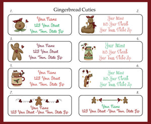 CHRISTMAS Address Labels, Family, Gingerbread Men Design, Personalized - J & S Graphics