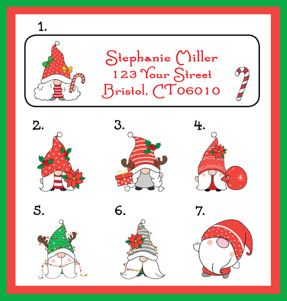 CHRISTMAS GNOMES Designs Address Labels, Personalized