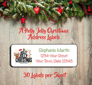 CHRISTMAS Return Address Labels, Family HOLLY JOLLY CHRISTMAS , Personalized - J & S Graphics