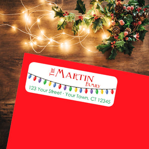 Personalized CHRISTMAS TREE LIGHTS 2 CHRISTMAS Return Address Labels - J & S Graphics