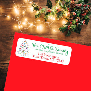 Personalized CHRISTMAS TREE LIGHTS 3 CHRISTMAS Return Address Labels - J & S Graphics