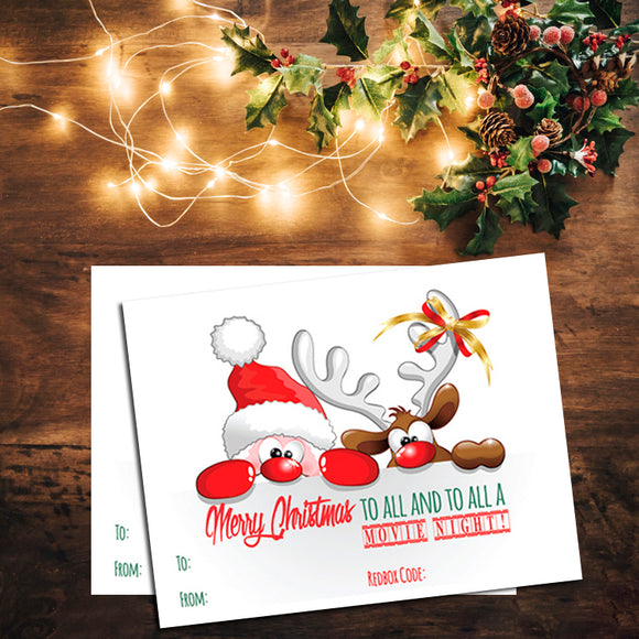 Christmas Instant Download Redbox GIFT Tags/Cards for RED BOX Movie Gifts - Santa Design - J & S Graphics