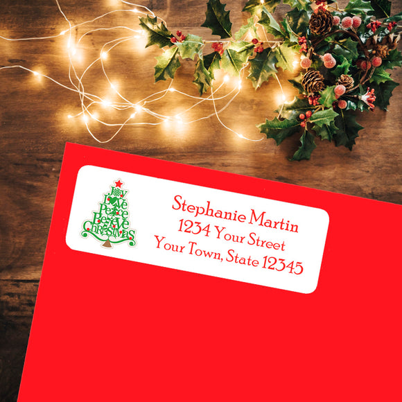 CHRISTMAS Return Address Labels, Family Peace and Joy, Personalized - J & S Graphics