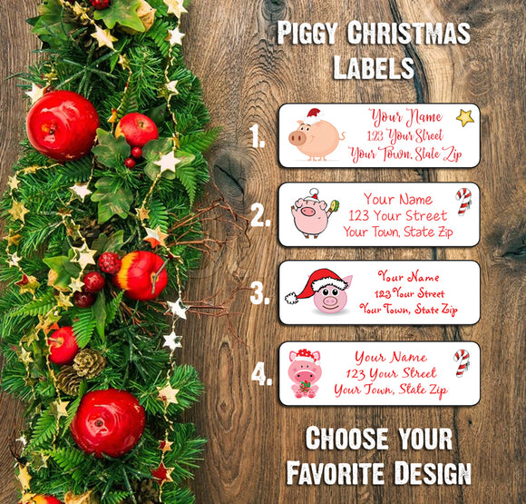 CHRISTMAS PIG Address Labels, Family, Personalized - J & S Graphics