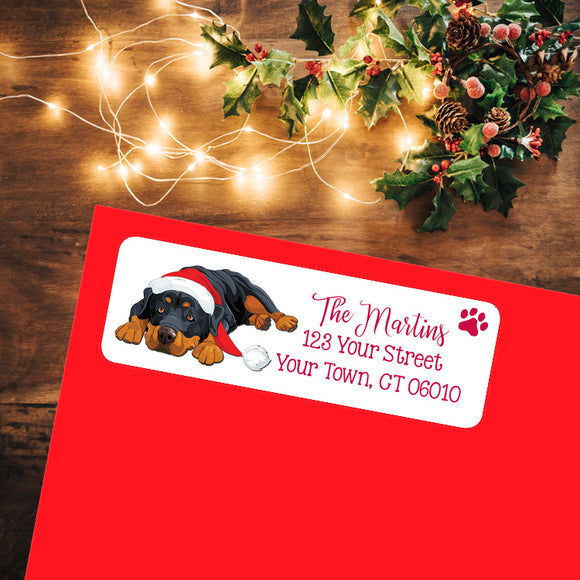 Christmas ROTTWEILER Return Address Labels, Personalized - J & S Graphics