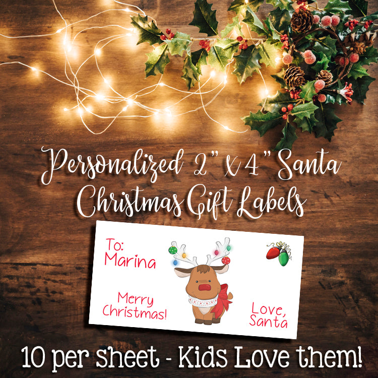 Christmas Personalized 2x4 Santa Label Tags for Kids Gifts - Personali