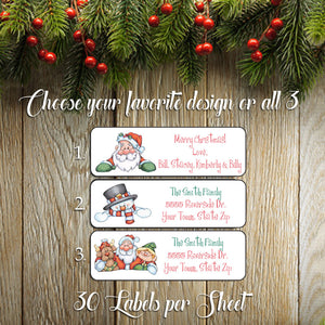 Personalized Christmas SANTA'S HELPERS Return ADDRESS Labels - J & S Graphics