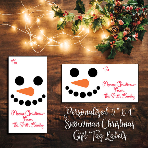Personalized 2x4 SNOWMAN GIFT LABELS - Personalized Christmas Gift Labels / Tags - J & S Graphics