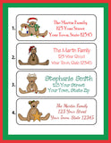 CHRISTMAS Address Labels, Family, Teddy Bear, Personalized - J & S Graphics